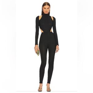 NWT Michael Costello x REVOLVE Archer Jumpsuit Black cut out one piece catsuit M